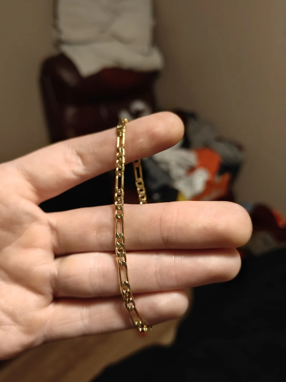 Stamped 14k Gold Figaro Chain Bracelet - Men Accessories